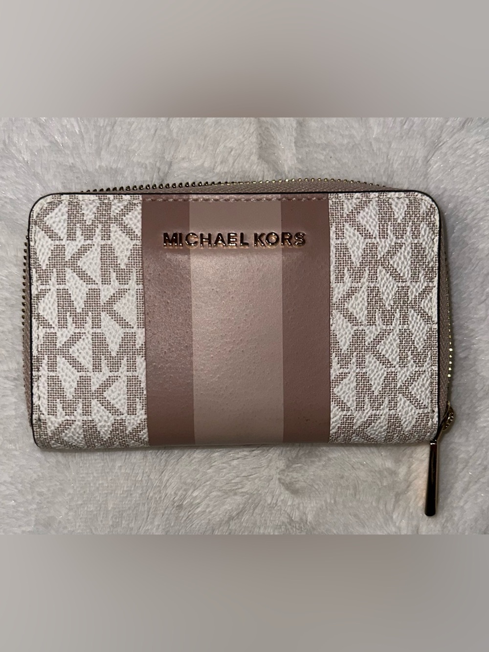 Michael Kors Rose Stripe Zip Wallet